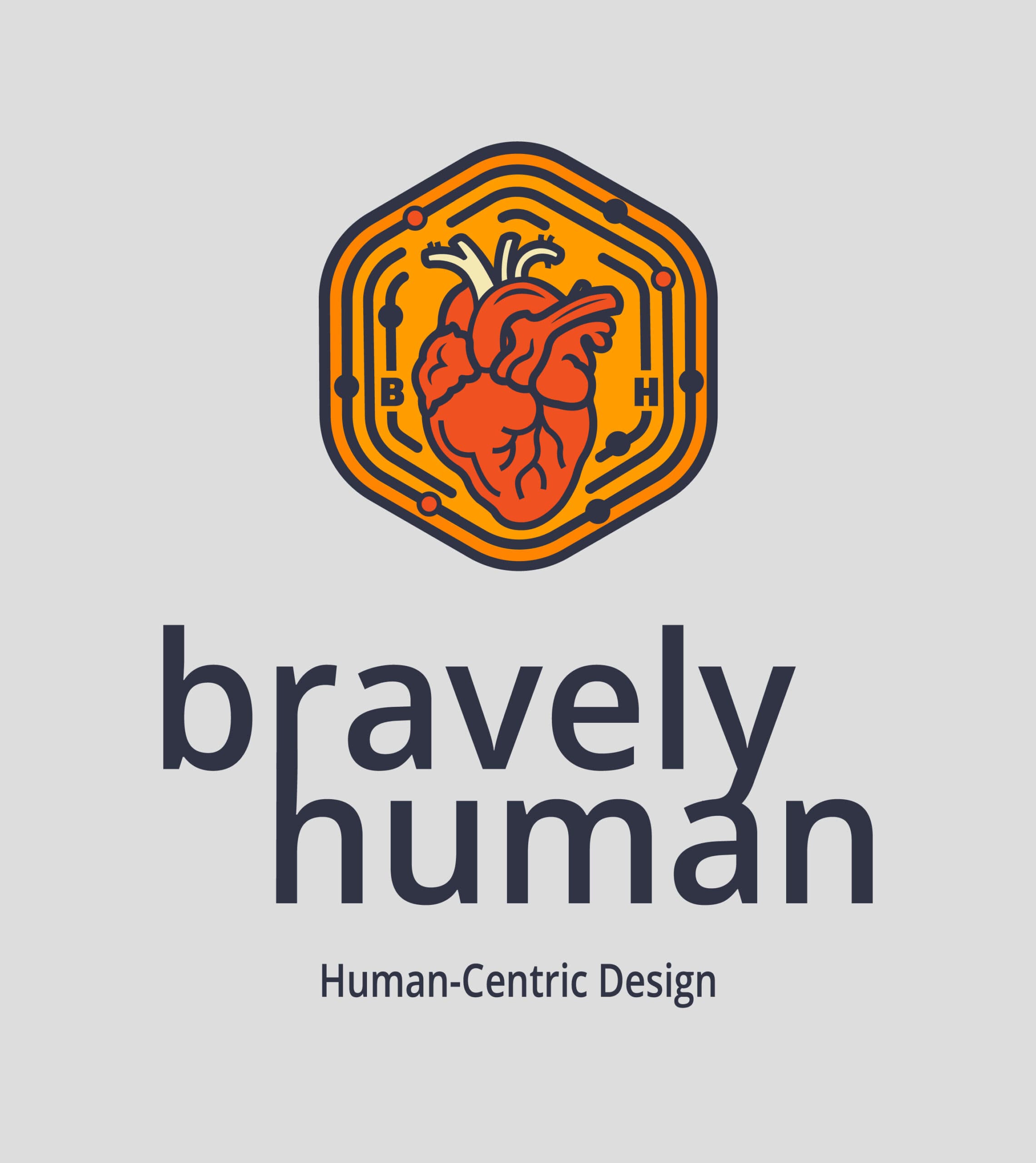 The "bravely human" logo.