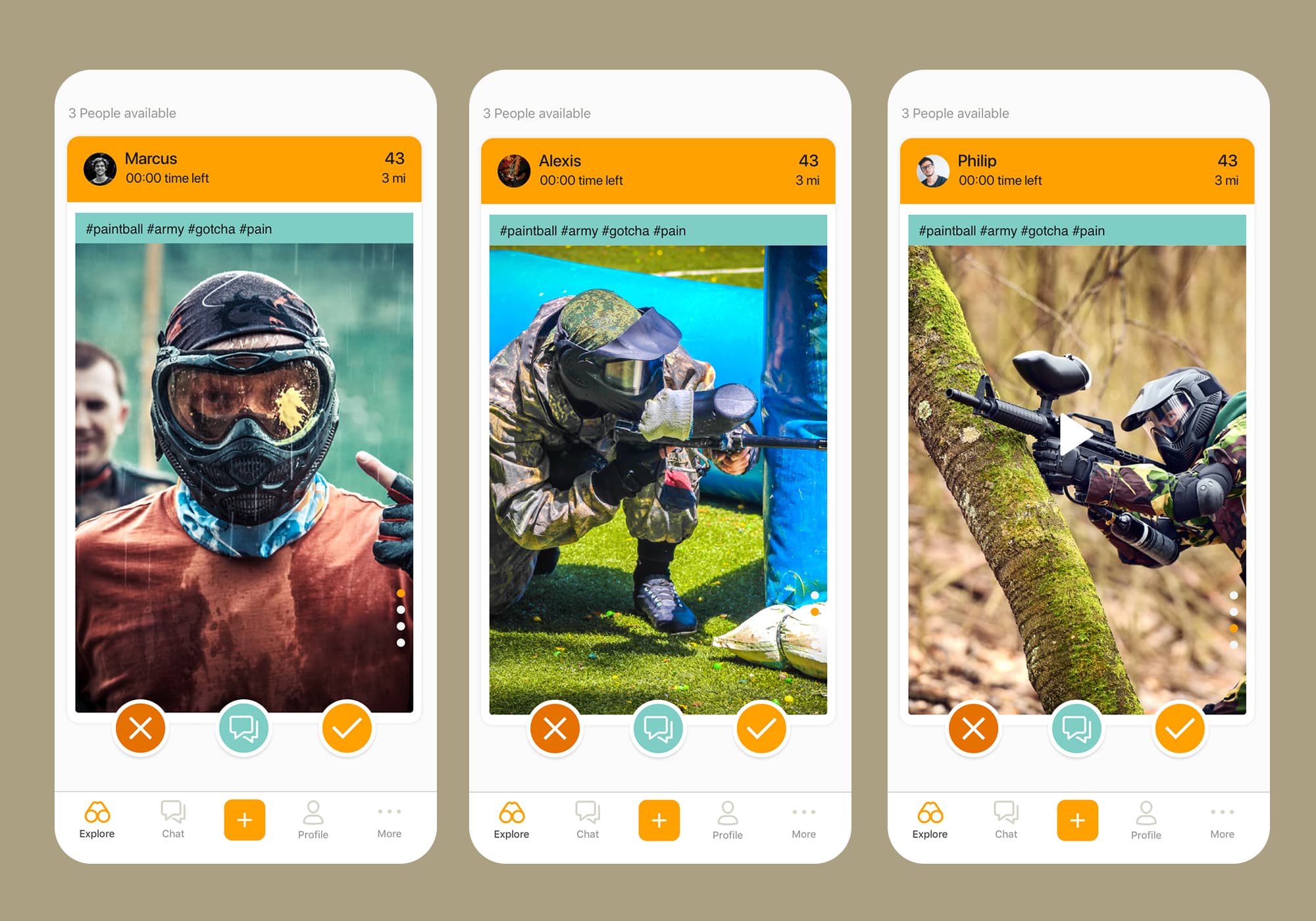 Team Up mobile app screens.